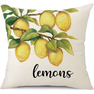 Modern Lemon Pattern Throw Pillow Cover Polyester Decorative Cushion Case Fresh Yellow Fruit Pillowcase for Home