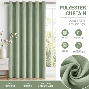 Modern Linen Blend Blackout Curtains Living Room Window Drapes Eco Friendly Privacy Control