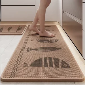 Modern Linen Kitchen Mat Quick Dry Absorbent Non Skid Long Runner Rug for Kitchen Floor Use