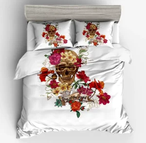 Modern Luxury 100% Polyester Skeleton Digital Print 3D Comforter Set 3pcs Duvet Cover Home Hotel Woven Technique Cartoon