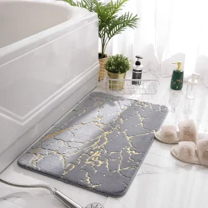 Modern Luxury Bath Mat Ultra Soft Memory Foam Non Slip Absorbent Reversible Stain Resistant Washable Indoor Outdoor