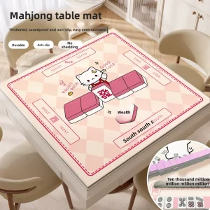 Modern Luxury Cartoon-Style Mahjong Table Mat Cat Design Quiet Stain-Resistant Non-Slip Waterproof Eco-Friendly Tablecloth