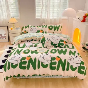 Modern Luxury Duvet Cover Set Floral Edge Patch Embroidery 4 in 1 Bedding Solid Polyester for Bedroom