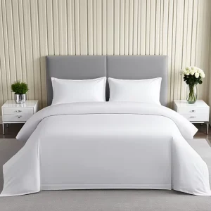 Modern Luxury Egyptian Cotton Duvet Cover Quilt Sheet Set 4 Piece White Bedding for Queen or Twin Sizes for Spring Weddings