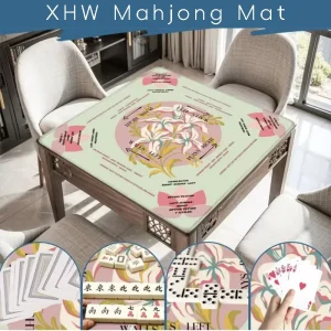 Modern Luxury Flowers Roll up Custom Made Dirt Resistant Waterproof Non Slip 4 Player Home Mahjong Table Mat