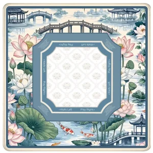 Modern Luxury Foldable Natural Rubber Chinese Garden Lotus Koi Mahjong Mat Anti Slip Waterproof Durable Game Tablecloth US