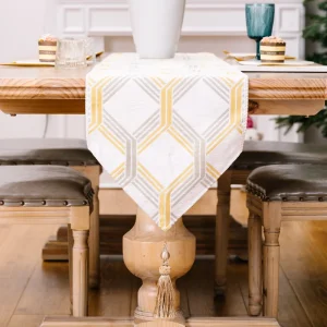 Modern Luxury Geometry Pattern Table Runner Polyester Fabric Restaurant Jacquard Table Runner for Wedding
