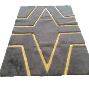 Modern Luxury Handmade Black Gold Striped Carpet Living Room Bedroom Bedside Children’s Play Kitchen Bathroom Prayer Picnic