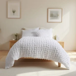 Modern Luxury Home Bedding Set with Ruffle Texture Wave Comforter Western Wedding Style Elegant Luxury Home Decor