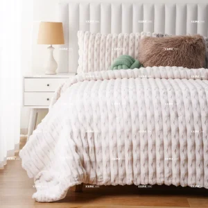 Modern Luxury Queen Size Eco Friendly Comforter Set Ruffled Texture Plain Dyed Pattern All Season Use for Home Decor