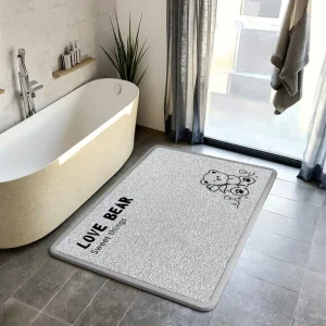 Modern Luxury Soft High Density Loop Pile Non Slip Absorbent Floor Bath Mat Super Water Absorb Quick Dry Rubber Bathroom Rug