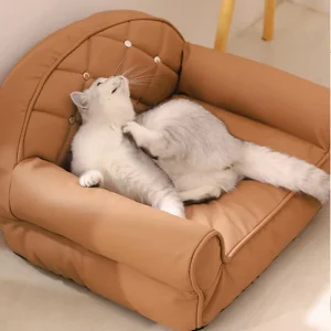 Modern Luxury Square Cat Bed & Pet Sofa Waterproof Lint Resistant Fabric All Seasons Indoor Use Large Size Anti Slip