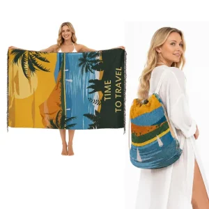 Modern Luxury Summer Travel Portable Beach Towel with Backpack Personalized Custom Design Breathable Quick-Dry