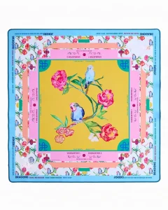 Modern Luxury Tropical Turquoise Mahjong Mat Floral Pattern Wood Natural Rubber 31.5×31.5 Inch Non Slip Foldable Eco Friendly