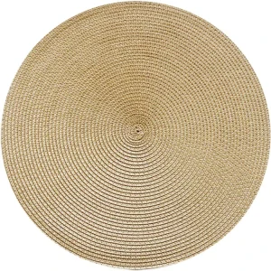 Modern Luxury Washable Heat Proof Braided PP Woven Dining Table Plate Mat Round Placemat for Wedding Decoration