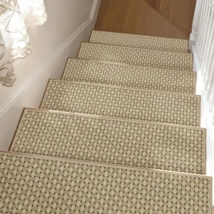 Modern Machine Made Non Slip Stair Treads Carpet Self Adhesive Mats 8″X30″ Soft PET Friendly Indoor Stair Rug Runner for Elderly