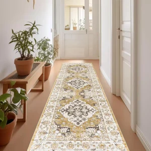 Modern Machine Made Printing Washable Crystal Velvet Corridor Runner Rug Non Slip Jelly Backing Hallway Bedside Living Room