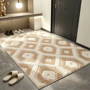 Modern Machine Made Soft Durable Jacquard Faux Cashmere Mat with Non Slip Backing Full Coverage Design for Living Room Sofa