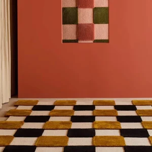Modern Maillard Thickened Raw Silk Carpet for Bedroom and Living Room Rugs Eco Friendly Geometric Pattern