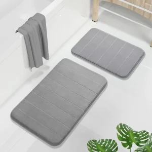 Modern Memory Foam 2 Piece Bathroom Rug Bath Mat Set Super Soft Absorbent Quick Dry Gray Household Anti Slip Floor Mat