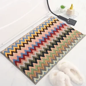 Modern Microfiber Bath Mat Wavy Color Non Slip Lifting Style New Arrival Custom Shape Bathroom Rug for Home Hotel for Toilet Use