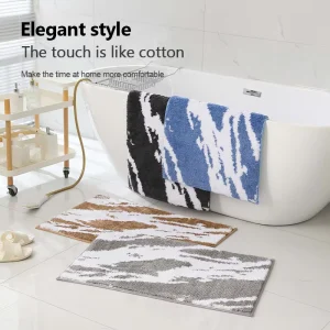 Modern Microfiber Bathmat Tufted with All Season Support Non Slip and Washable Bath Rug with Plant Design for Bathroom Use