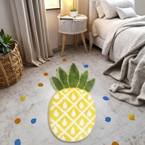 Modern Microfiber Pineapple Avocado Bedroom Rug Fruit Tufted Non Slip Carpet for Children’s Bedroom Washable Polyester Bathroom