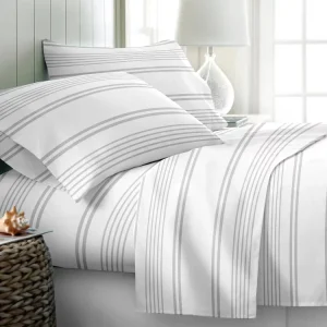 Modern Microfiber Printed Bedding Set 100% Polyester OEKO TEX Certified 1800TC Includes 1 Flat Sheet & 2 Pillowcases