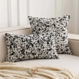 Modern Minimalist Black White Chenille Throw Pillow Cover Decorative Cushion Cover for Home Couch Sofa