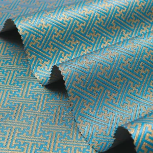 Modern Minimalist Blue Brown Geometric Diamond Mesh Fabric With Symmetrical Design for Decoration Clothing Design Fabric