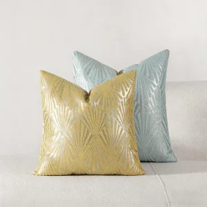 Modern Minimalist Cross border China made Quilted Chenille Jacquard Silver Fan flower square Throw Pillow Cover Sofa Cushion