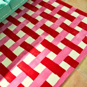 Modern Minimalist Dining Room Carpet Hand Tufted Custom Geometry Pattern 13mm Thickness Raw Silk Customized Backing