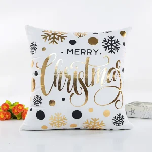 Modern Minimalist Gold Embossed Christmas Throw Pillow Cover Polyester Fiber Square Shape No Insert Included
