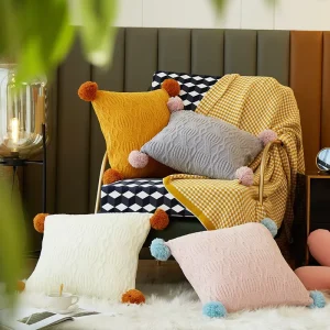 Modern Minimalist Knitted Polyester Square Tassel Throw Pillow Nordic Instagram style Living Room Sofa Bedside Lumbar Pillow