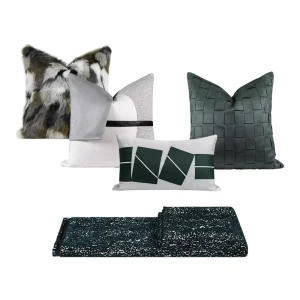 Modern Minimalist Light Luxury Living Room Cushion Green Custom Pillow Sofa with Vintage Pattern Memory & Massage Feature
