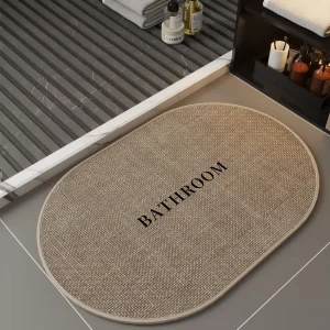 Modern Minimalist Light-luxury Bathroom Absorbent Linen Alien-shaped Floor Mat Stain-resistant Non-slip Letter-pattern Bath