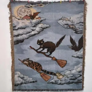Modern Minimalist Oil Painting Decorative Jacquard Tapestry Rug with Tassel Woven Travel Office Decor Tapestry Blanket