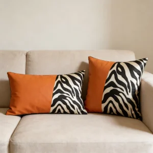 Modern Minimalist Polyester Fiber Patchwork Sofa Cushion Cover Light Luxury Zebra Pattern Throw Pillow Living Room Decor Filling