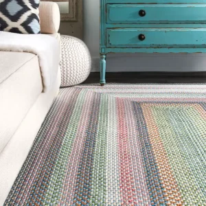 Modern Muti Green Design Polypropylene Braided Woven Outdoor Indoor Rugs Carpets for Garden Patio