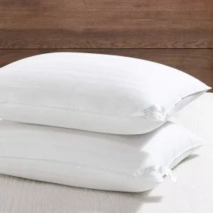 Modern Neck Alternative Pillows Standard Size Set 2 Hotel Collection Soft Bed Pillows Anti-Bacteria Striped Design Machine
