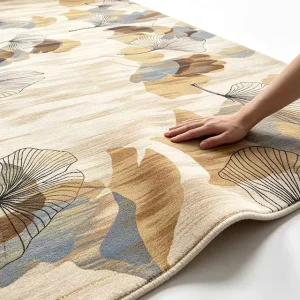 Modern Neutral Beige Ginkgo Leaf Nylon Wall to Wall Carpet Custom Printed Commercial Carpet for Hotel Lobby Guest Corridor
