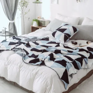 Modern New Design Super Soft 100% Cotton Rectangle Sofa Bed Couch Knit Throw Blanket Eco friendly Four Seasons Use