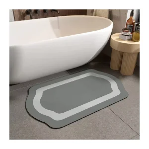 Modern Non Slip Diatomite Bath Mats Quick Dry Floor and Kitchen Mat with Absorbent Print Design for Bathroom
