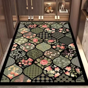 Modern Non Slip Door Mat Geometric Puzzle Pattern Waterproof Stain Resistant Washable Rubber Cushioned for Home Office Hotel Use