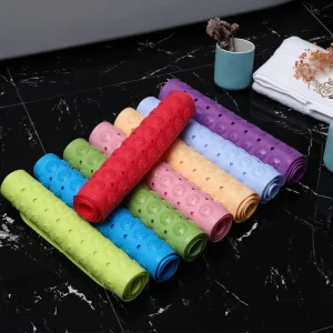 Modern Non Slip Eco Friendly PVC Bath Mat with Suction Cups and Drain Hole