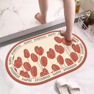 Modern Non Slip Fast Drying Sustainable Diatomaceous Earth Bath Mats Super Water Absorbent Floor Foot Bathroom Rug Mat