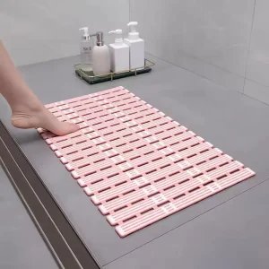 Modern Non Slip Machine Made Eco Friendly TPE Bath Mat Anti Slip Massage Drain Holes Solid Pattern Washable for
