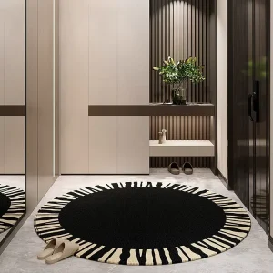 Modern Non Slip Waterproof Round Door Mat Custom Size Entrance Carpet Washable Cut Pile Floor Rug for Front Door Home Decor