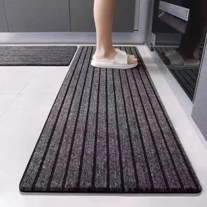 Modern Outdoor Door Mats PVC and Polyester Ribbed Non Slip Carpet with Striped Pattern Machine Made Door Mat Roll