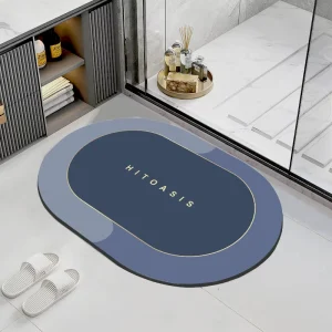 Modern Oval Bathroom Mat Home Use Strong Water Absorption Soft Diatom Mud Dirt-Resistant Non-Slip Door Mat
